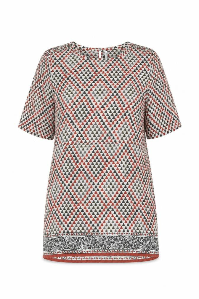 Pepe Jeans Womens Beige Geometric Polyester Shift Size M Round Neck Button