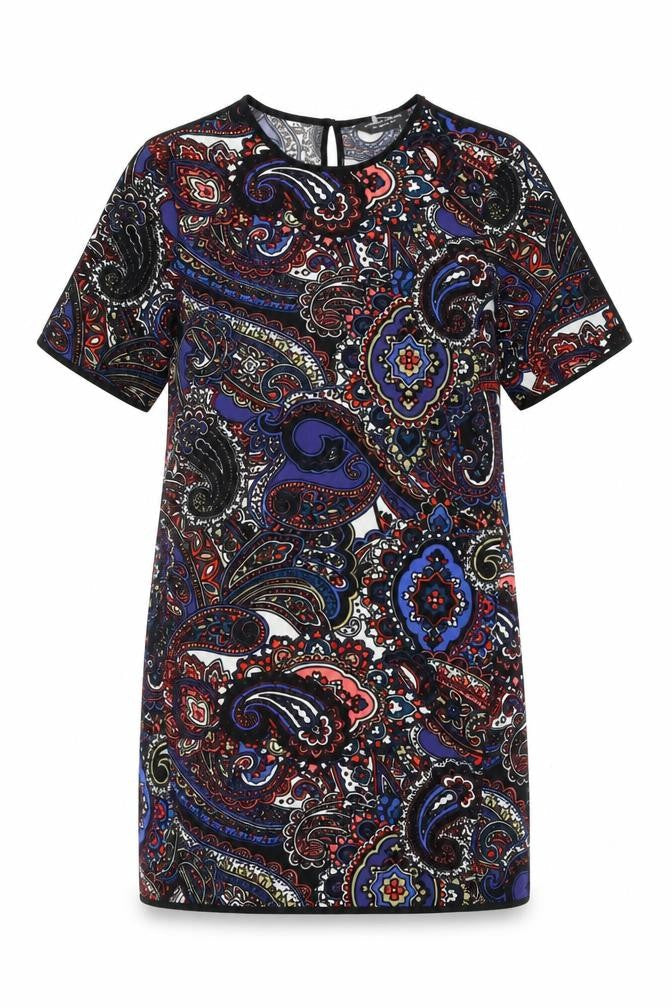 Dorothy Perkins Womens Black Geometric Polyester Shift Size 8 Round Neck Button