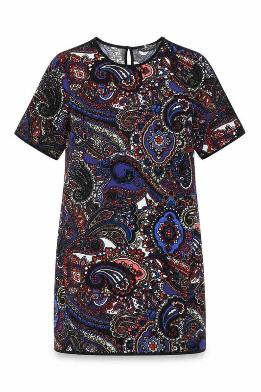 Dorothy Perkins Womens Black Geometric Polyester Shift Size 8 Round Neck Button