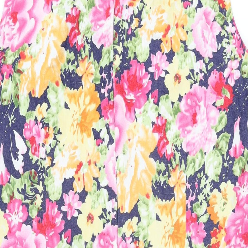 Pomodoro Womens Multicoloured Floral Cotton Shift Size 18 Round Neck Zip