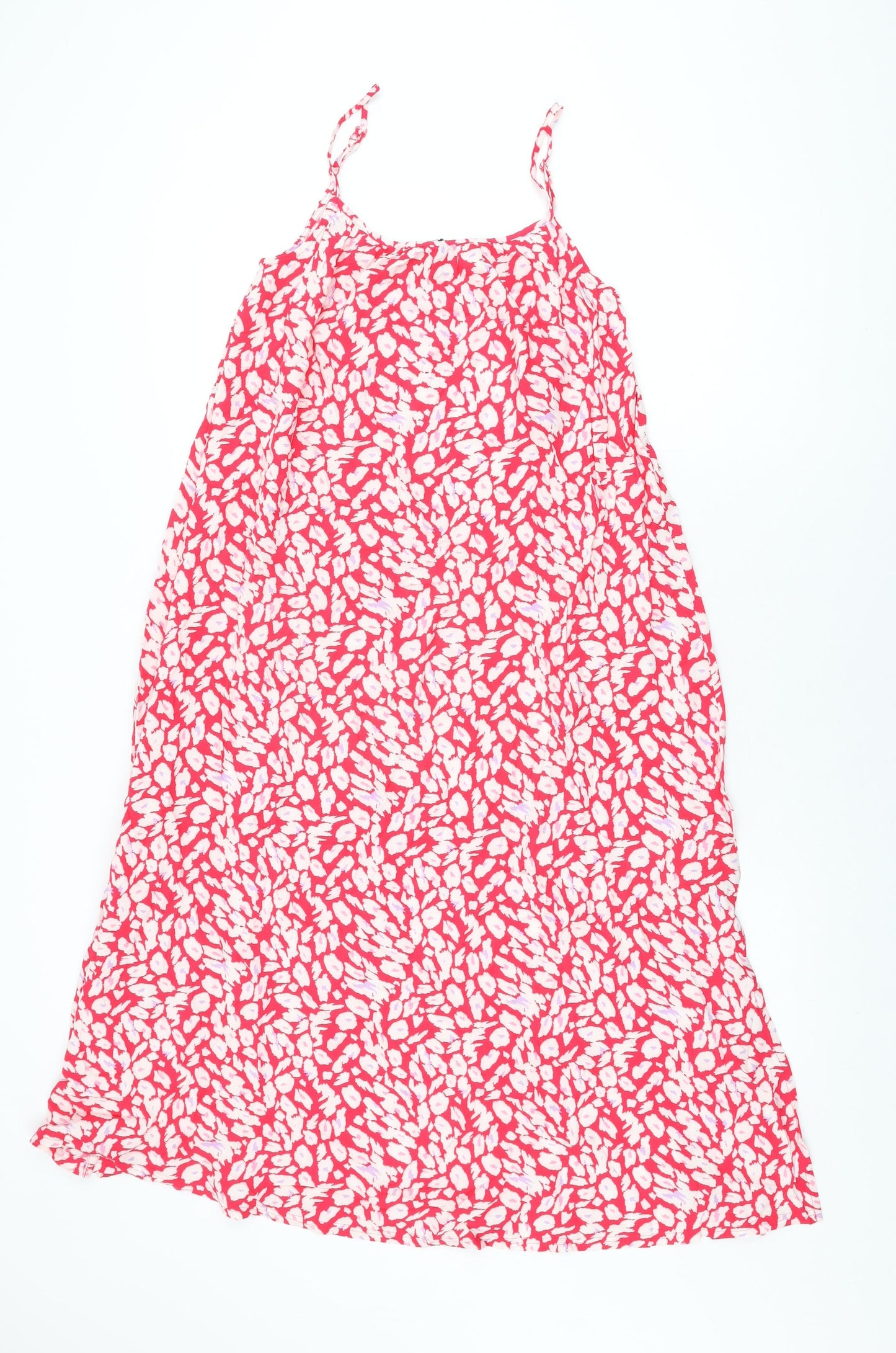 Marks and Spencer Womens Red Geometric Viscose Shift Size 6 Scoop Neck Pullover