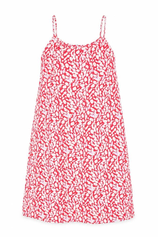 Marks & Spencer Womens Red Geometric Viscose Shift Size 6 Scoop Neck Pullover