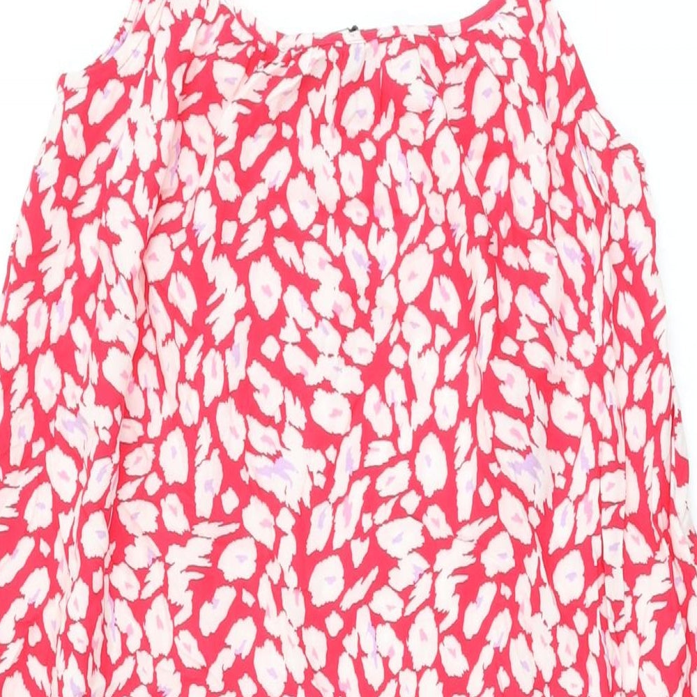 Marks and Spencer Womens Red Geometric Viscose Shift Size 6 Scoop Neck Pullover