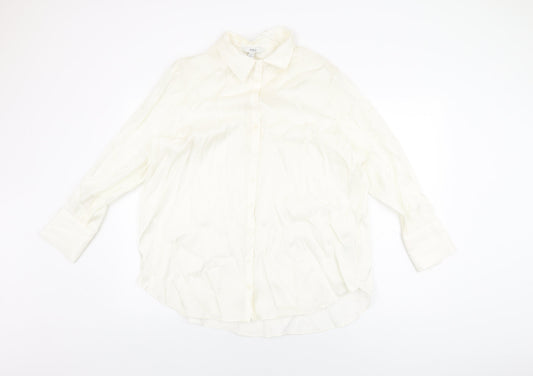 Marks and Spencer Womens Ivory Viscose Basic Button-Up Size 16 Collared