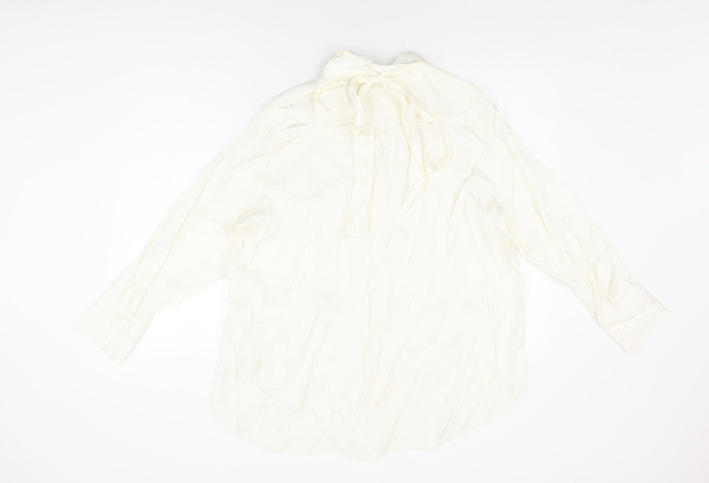 Marks and Spencer Womens Ivory Viscose Basic Button-Up Size 16 Collared
