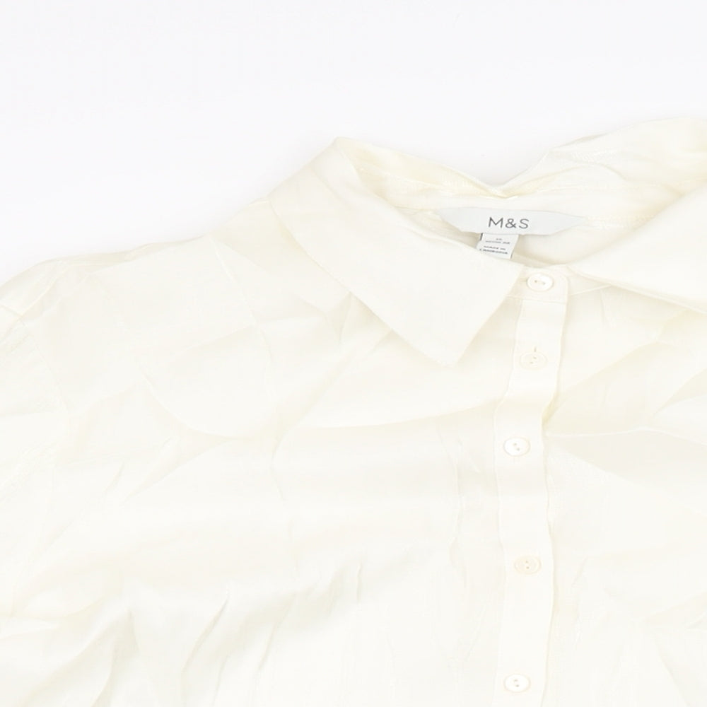 Marks and Spencer Womens Ivory Viscose Basic Button-Up Size 16 Collared
