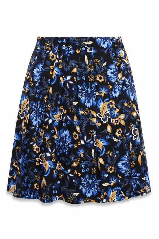 Marks & Spencer Womens Black Floral Polyester Swing Skirt Size 12 Tie