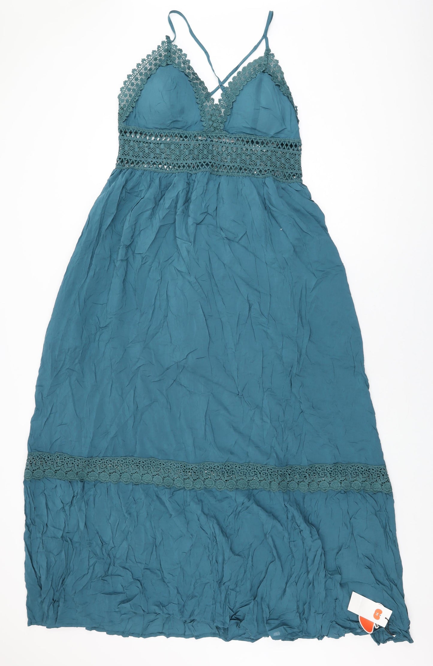Cider Womens Blue Cotton Maxi Size XL V-Neck Pullover