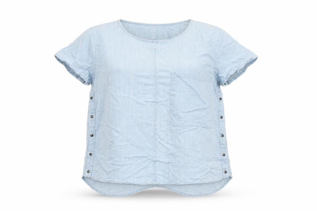Label Lab Womens Blue Lyocell Basic T-Shirt Size 18 Round Neck