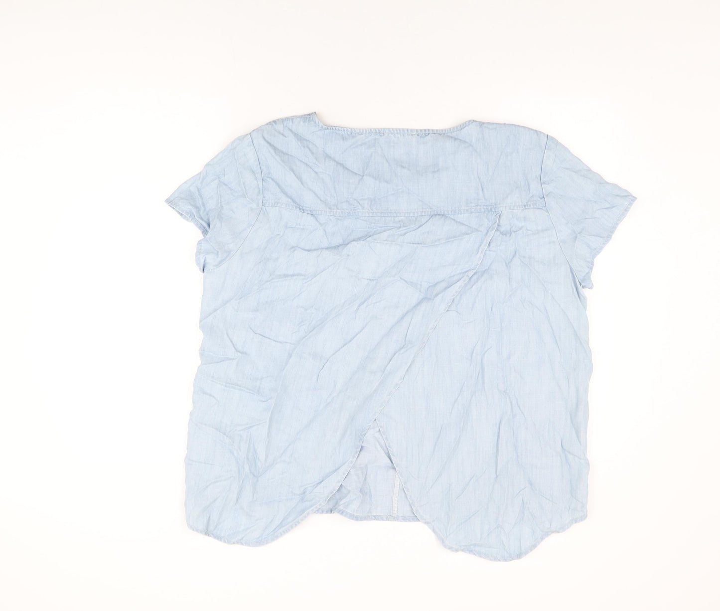Label Lab Womens Blue Lyocell Basic T-Shirt Size 18 Round Neck