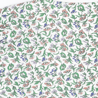 Marks & Spencer Womens White Floral Polyester Basic Blouse Size 16 V-Neck