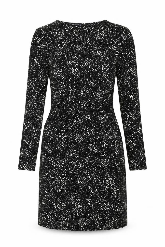 Marks & Spencer Womens Black Geometric Viscose Bodycon Size 12 Round Neck Pullover