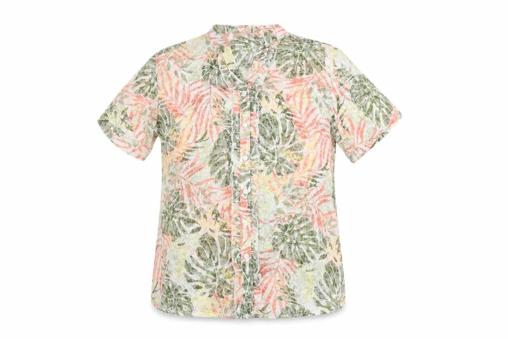 Isle Womens Multicoloured Geometric Cotton Basic Button-Up Size 10 V-Neck