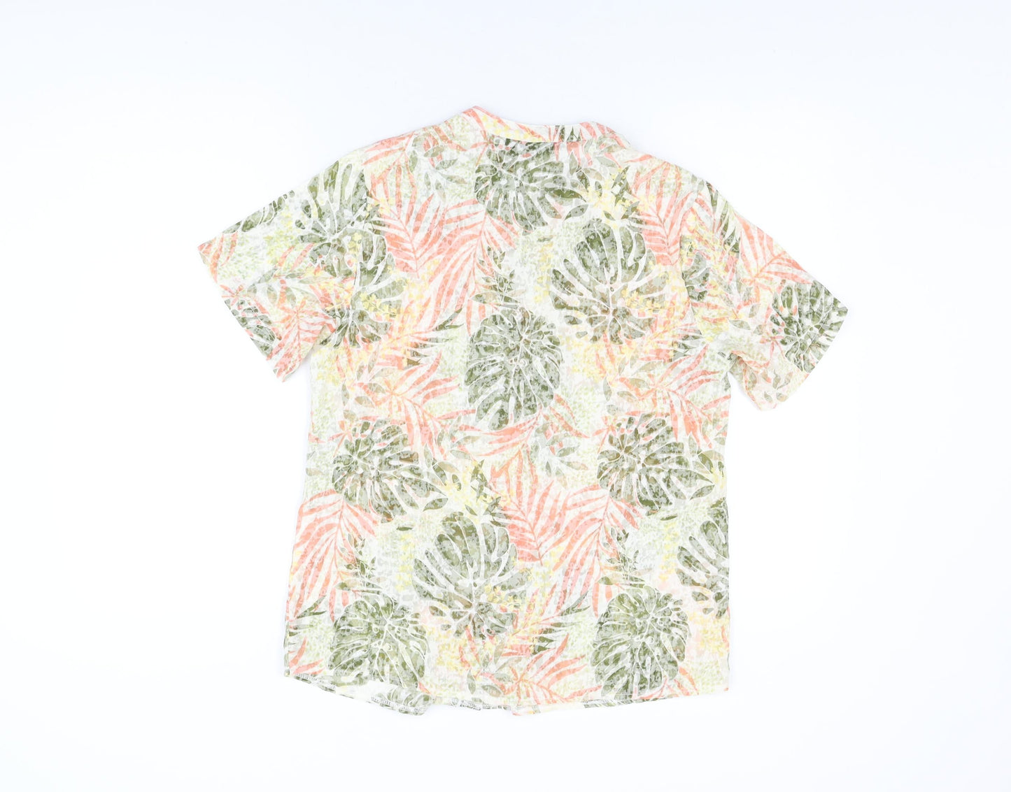 Isle Womens Multicoloured Geometric Cotton Basic Button-Up Size 10 V-Neck