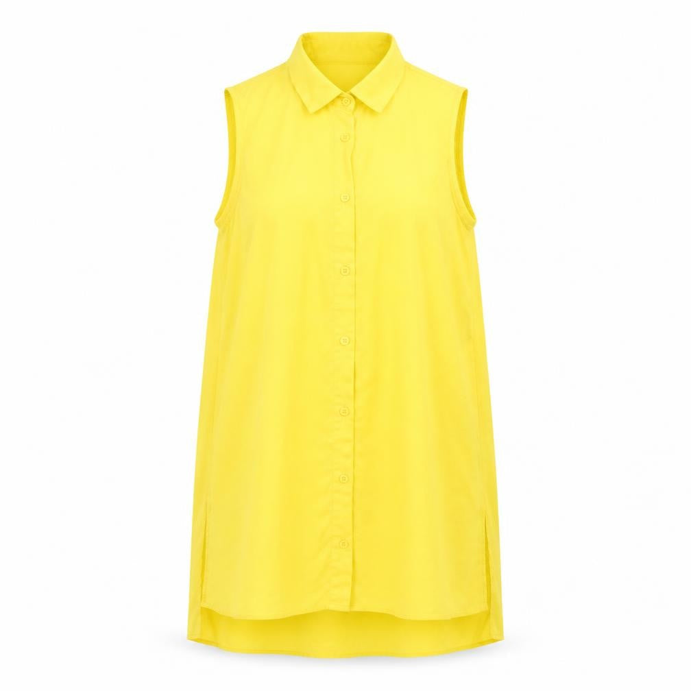 New Look Womens Yellow Polyester Basic Button-Up Size 8 Collared