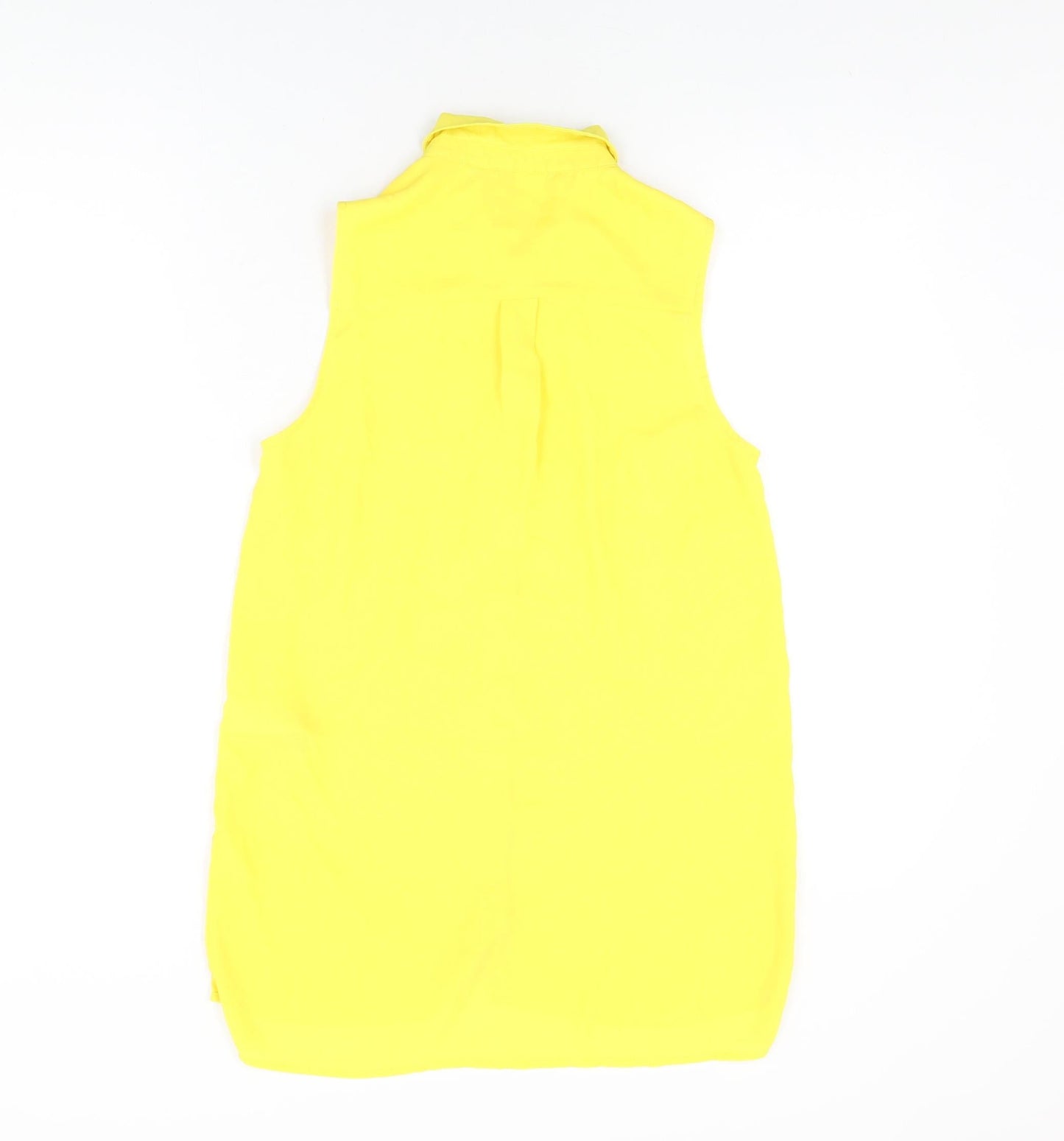 New Look Womens Yellow Polyester Basic Button-Up Size 8 Collared