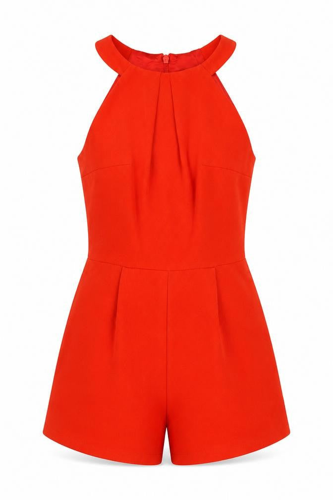New Look Womens Red Polyester Playsuit One-Piece Size 8 Zip