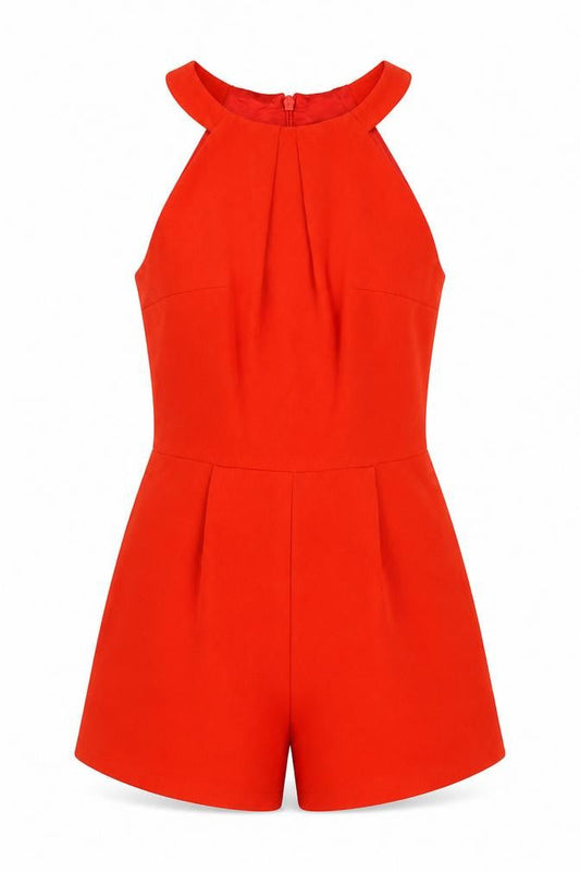 New Look Womens Red Polyester Playsuit One-Piece Size 8 Zip