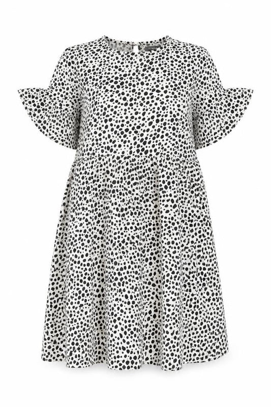Boohoo Womens White Geometric Polyester Shift Size 10 Round Neck Button