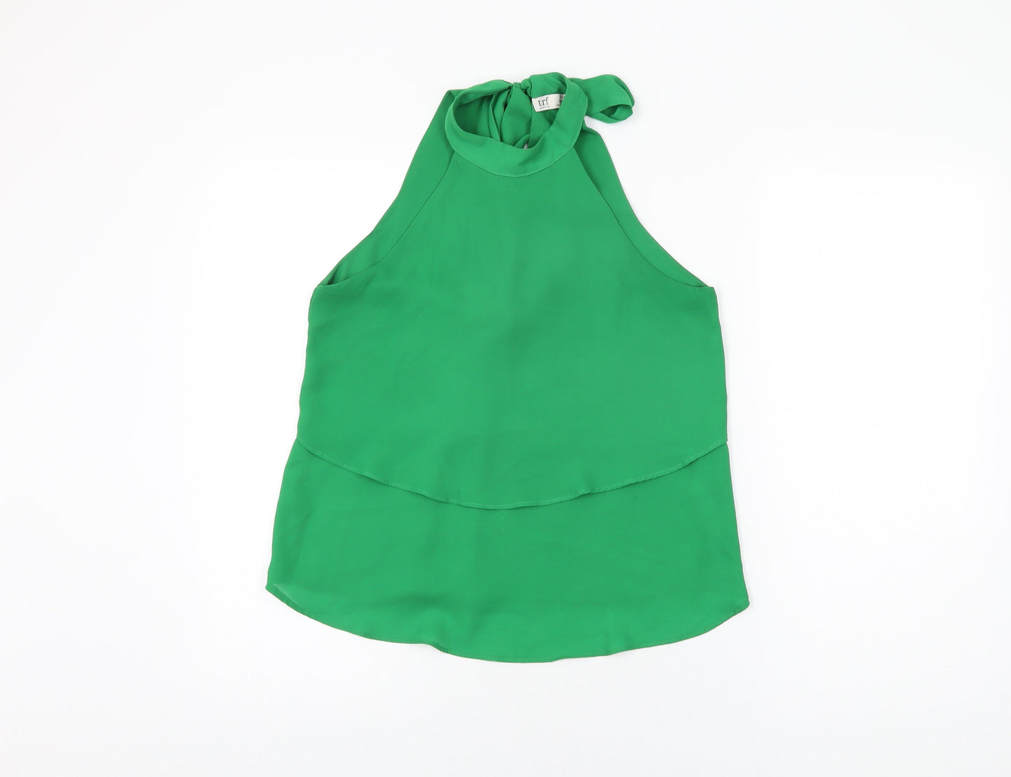 Zara Womens Green Polyester Basic Blouse Size XS Round Neck
