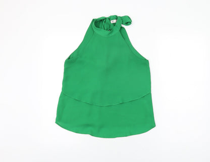 Zara Womens Green Polyester Basic Blouse Size XS Round Neck