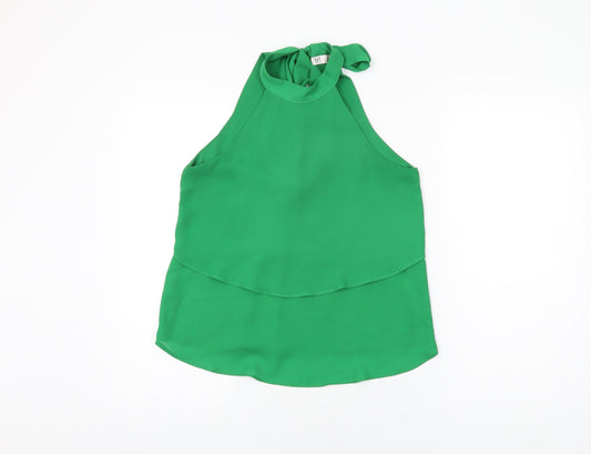 Zara Womens Green Polyester Basic Blouse Size XS Round Neck