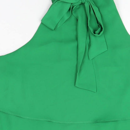 Zara Womens Green Polyester Basic Blouse Size XS Round Neck