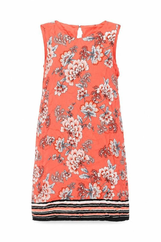 M&Co Womens Pink Floral Viscose Shift Size 12 Round Neck Button