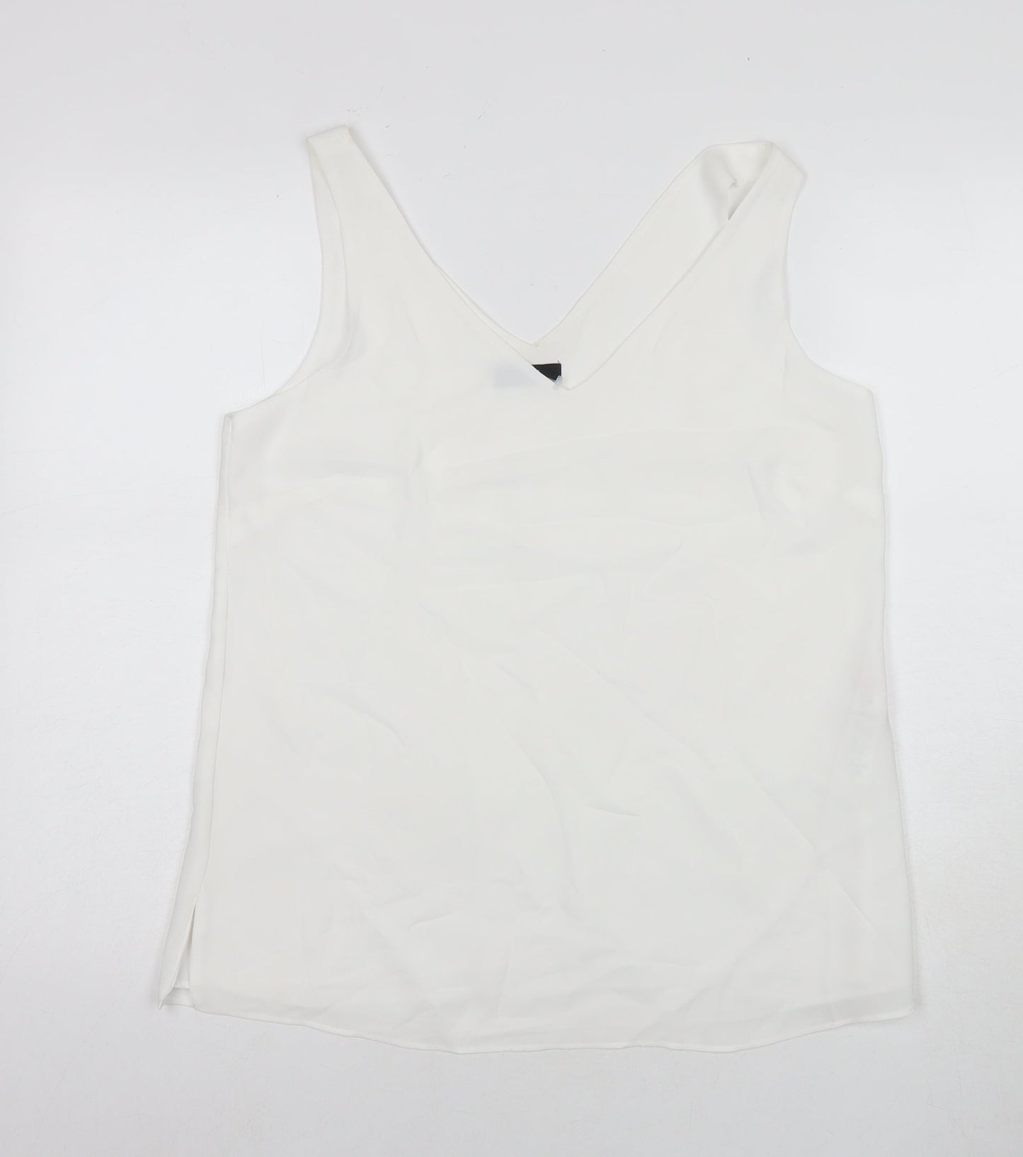 Wallis Womens White Polyester Basic Tank Size 10 V-Neck