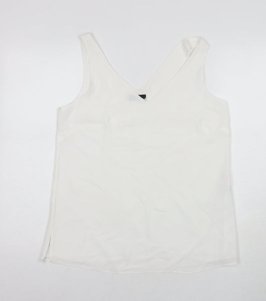 Wallis Womens White Polyester Basic Tank Size 10 V-Neck
