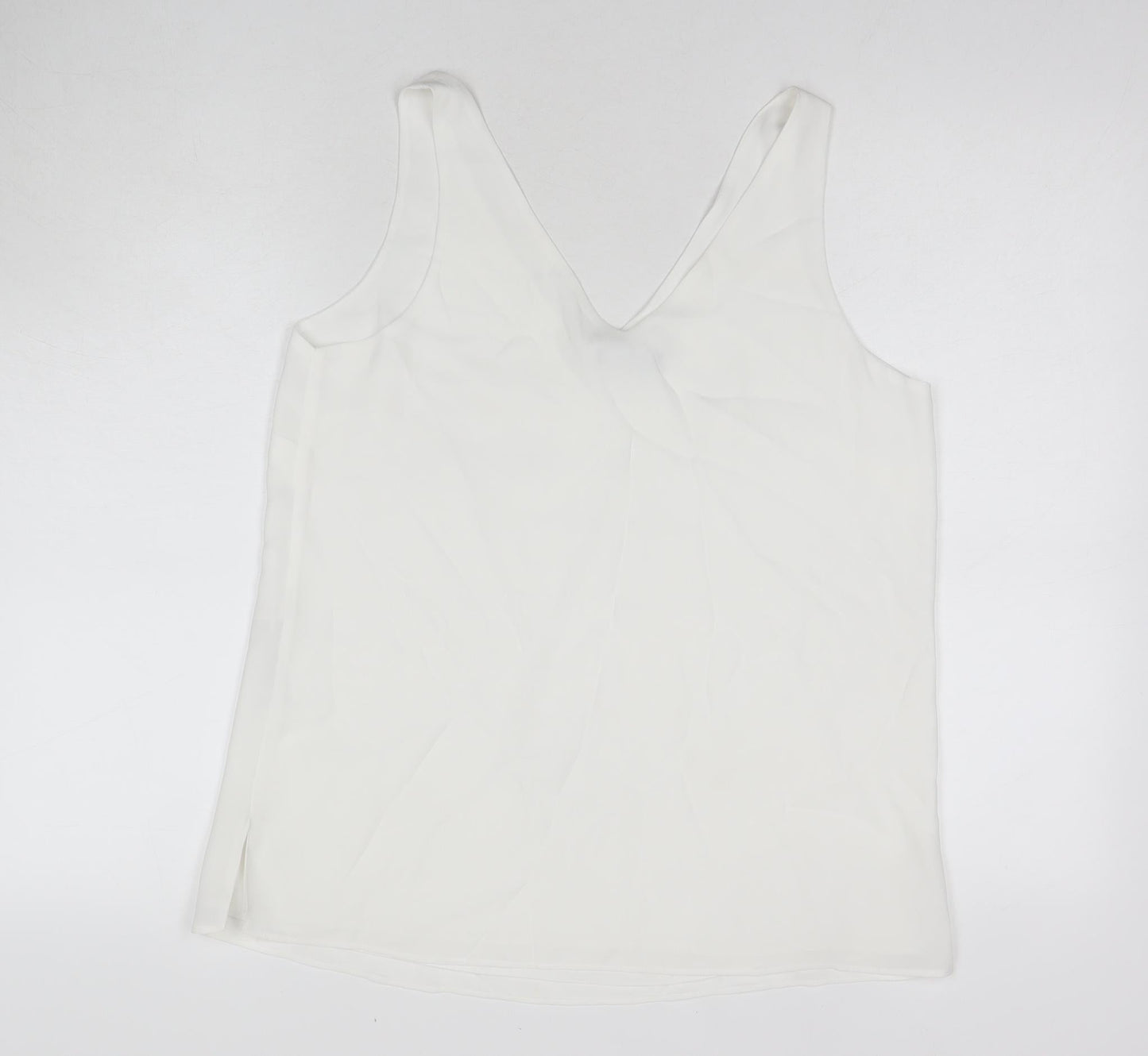 Wallis Womens White Polyester Basic Tank Size 10 V-Neck