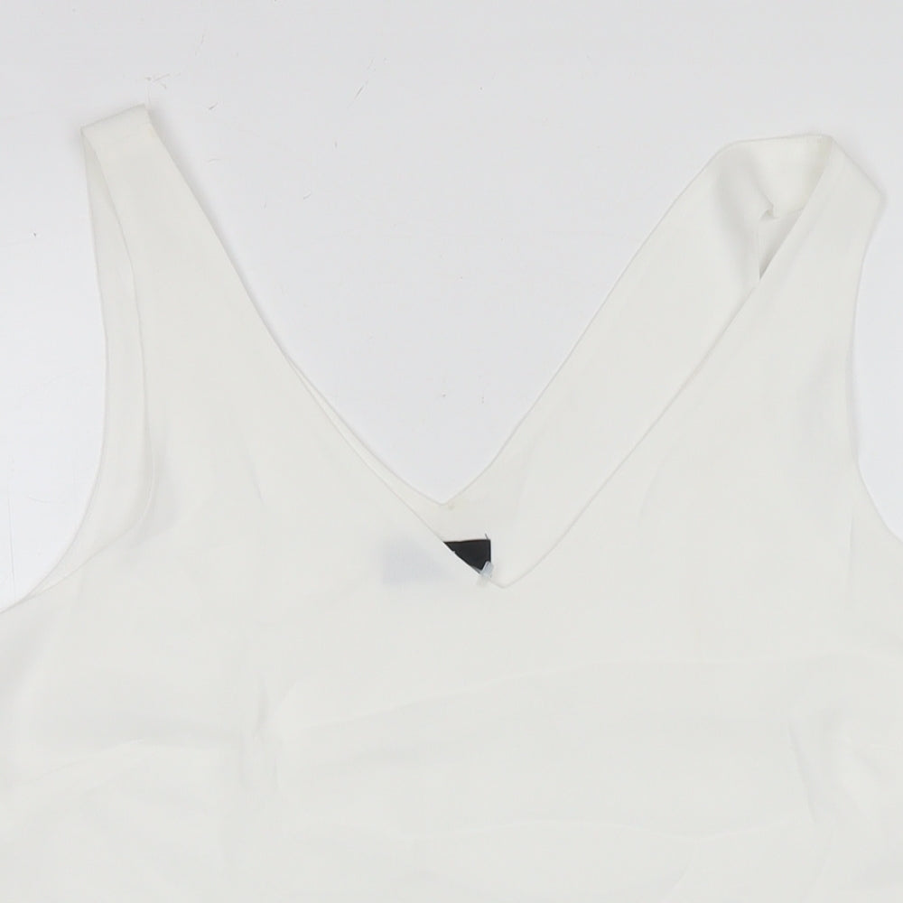 Wallis Womens White Polyester Basic Tank Size 10 V-Neck