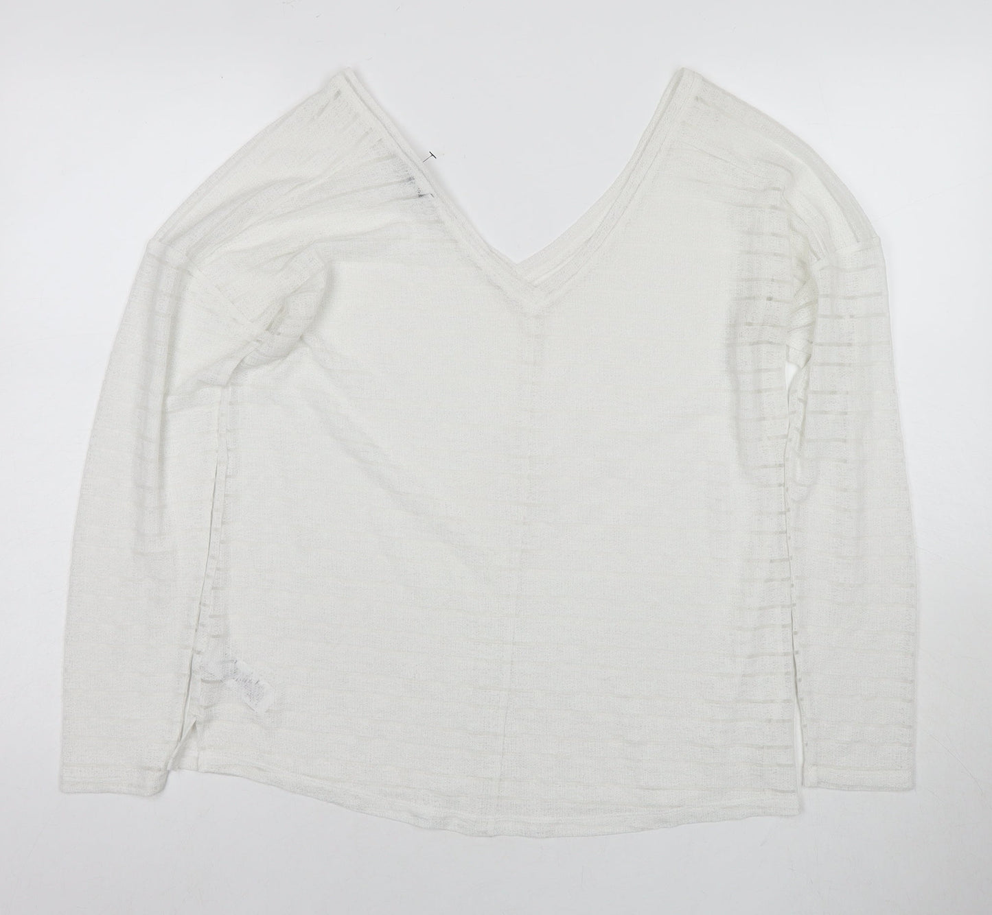 NEXT Womens White Polyester Basic Blouse Size 12 V-Neck