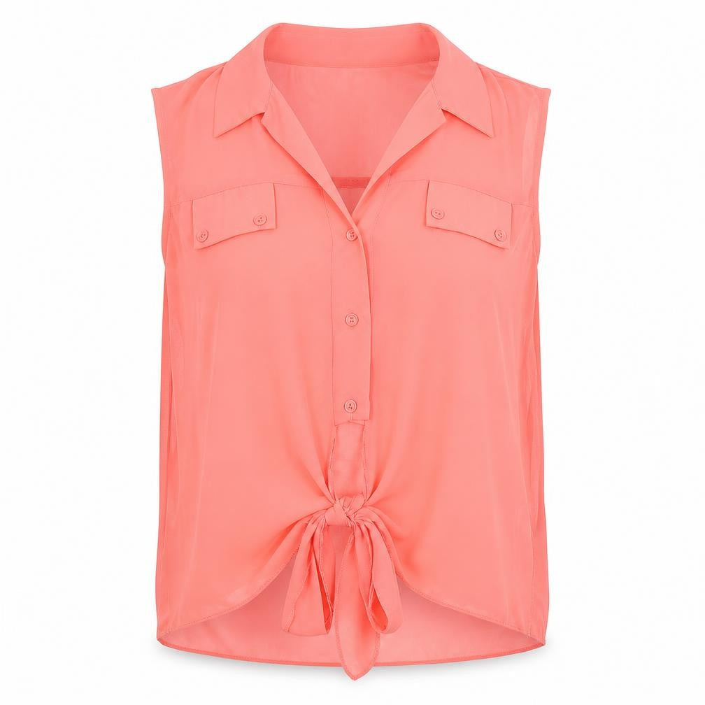 Rose Womens Pink Polyester Basic Button-Up Size 12 Collared