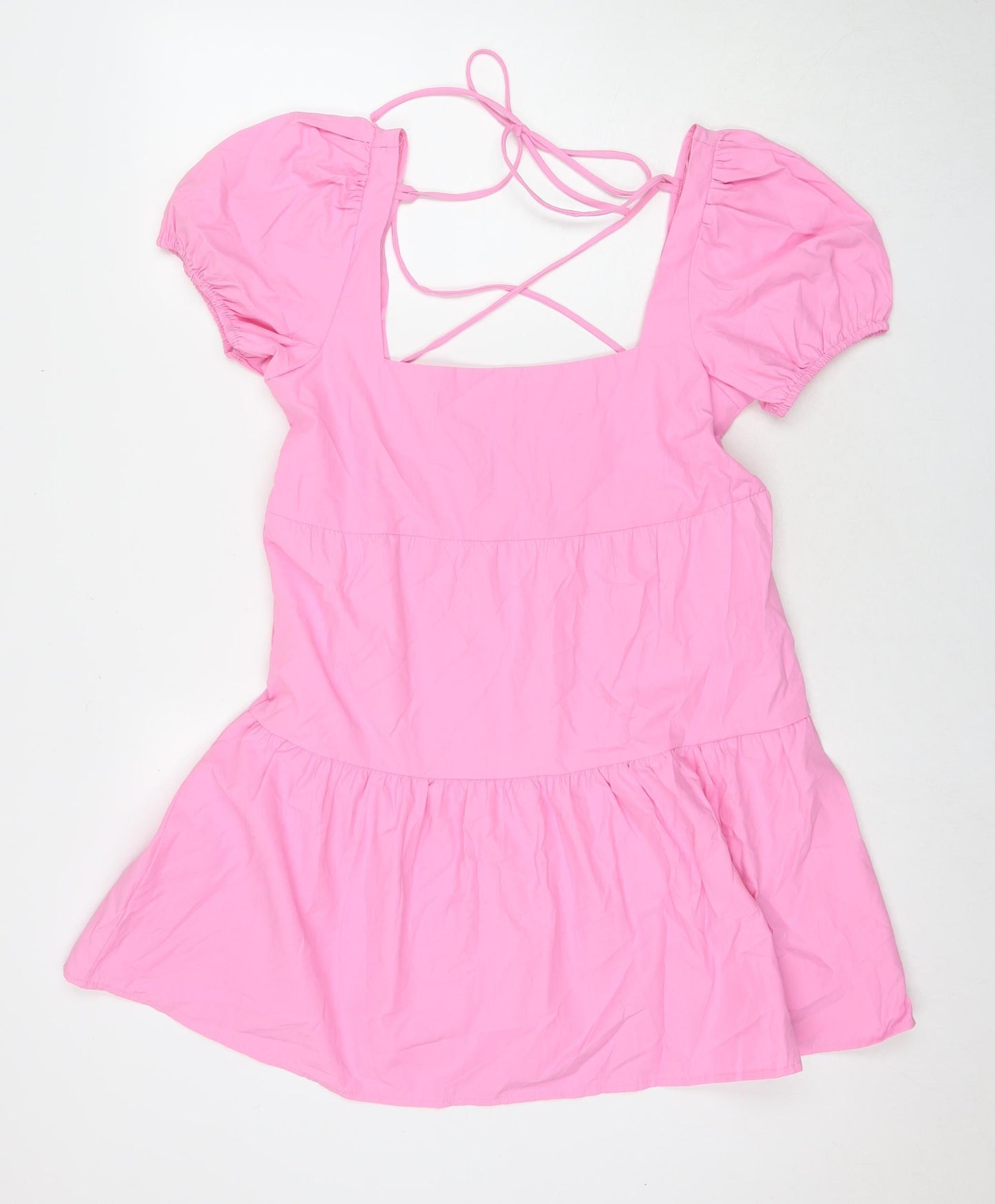 Stradivarius Womens Pink Polyester A-Line Size M Square Neck Pullover