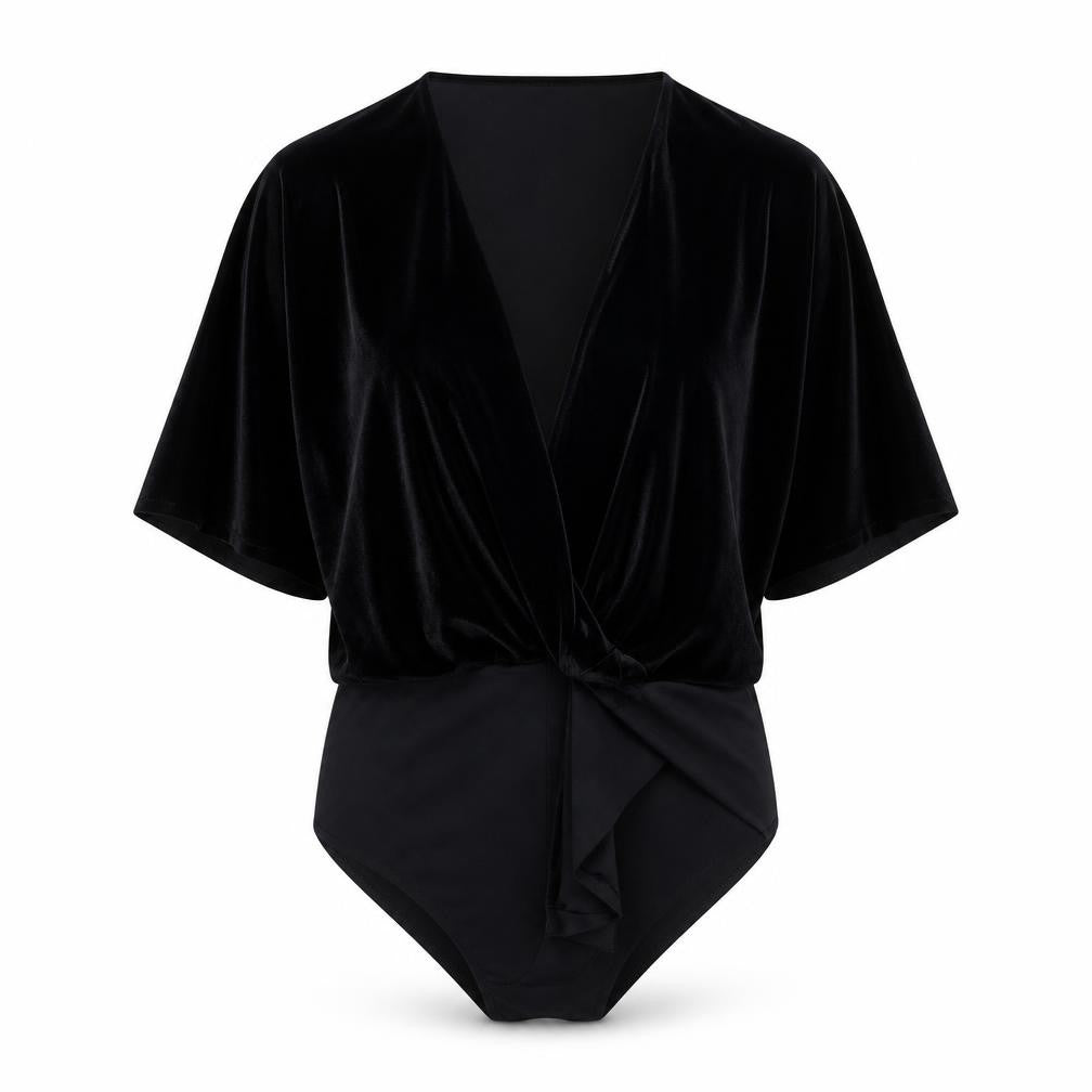 Zara Womens Black Polyester Bodysuit One-Piece Size S Snap