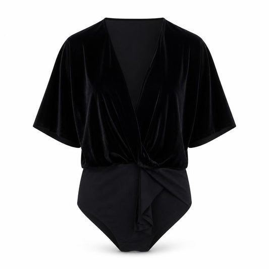 Zara Womens Black Polyester Bodysuit One-Piece Size S Snap