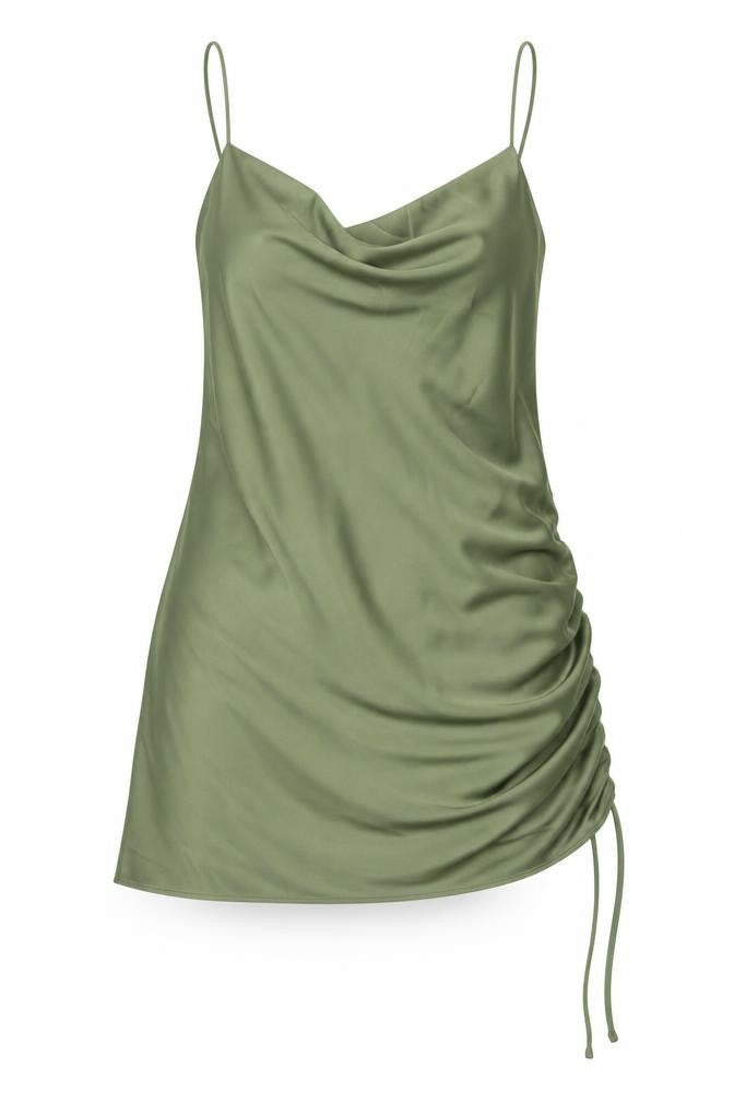 Topshop Womens Green Polyester A-Line Size 12 Cowl Neck Pullover