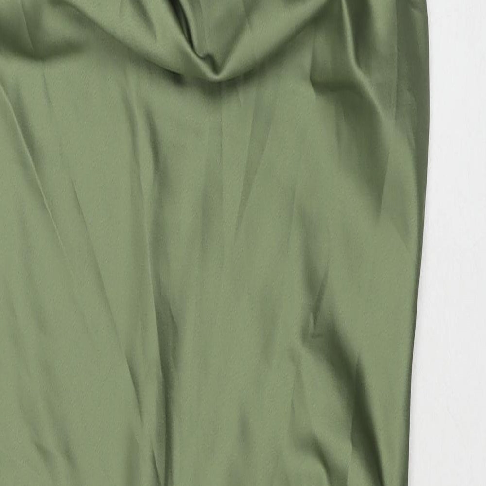 Topshop Womens Green Polyester A-Line Size 12 Cowl Neck Pullover