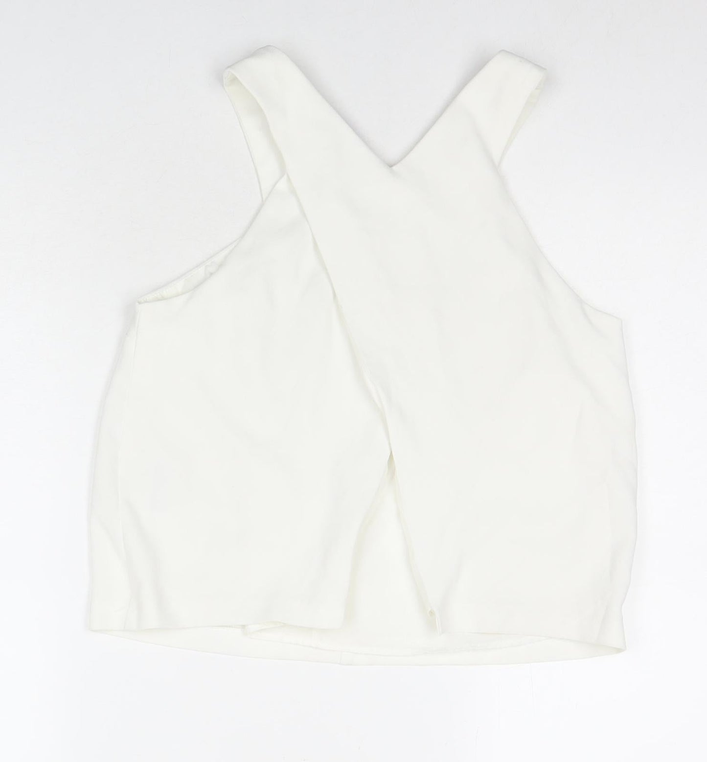 Topshop Womens White Polyester Basic Tank Size 8 V-Neck
