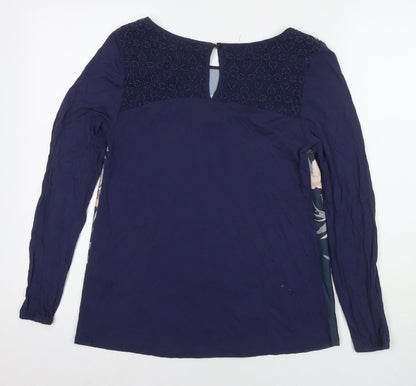 Oasis Womens Blue Polyester Basic Blouse Size S Round Neck