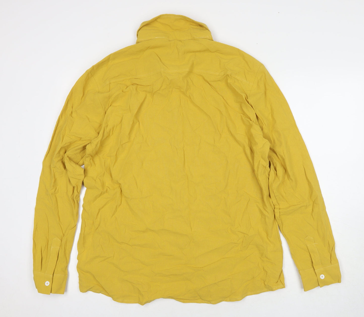 Ouku Womens Yellow Cotton Tunic Button-Up Size L Collared