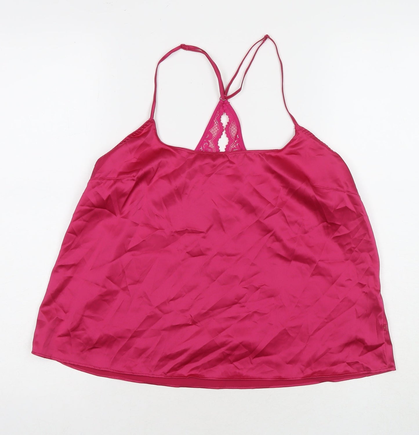 Marks and Spencer Womens Pink Polyester Basic Tank Size M Round Neck