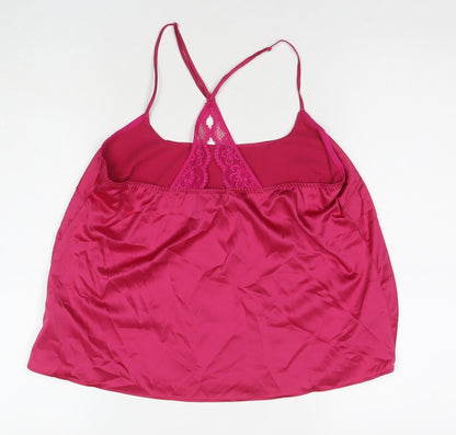 Marks & Spencer Womens Pink Polyester Basic Tank Size M Round Neck