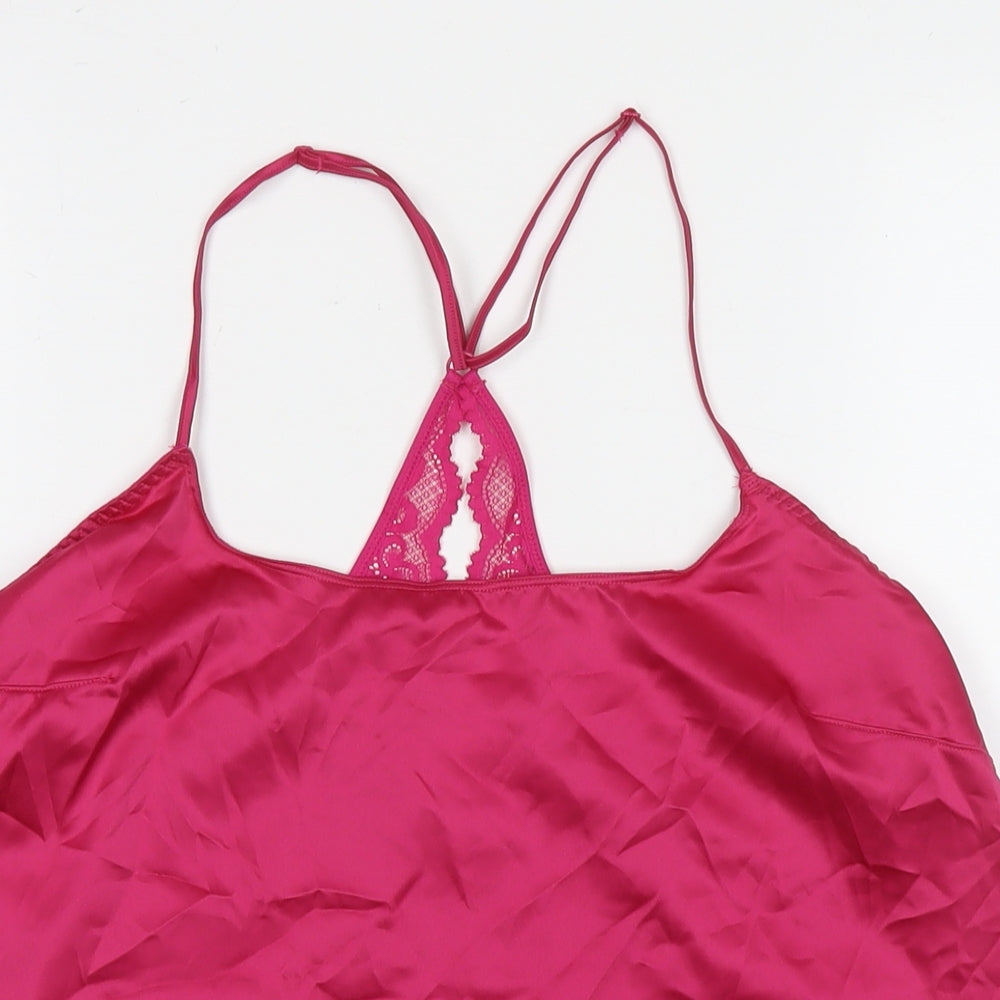 Marks and Spencer Womens Pink Polyester Basic Tank Size M Round Neck