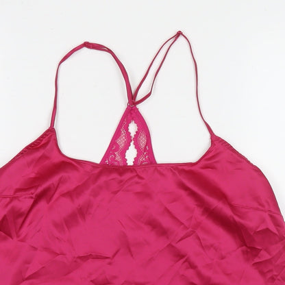 Marks & Spencer Womens Pink Polyester Basic Tank Size M Round Neck