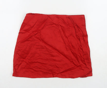 Zara Womens Red Polyester Mini Skirt Size XS Zip