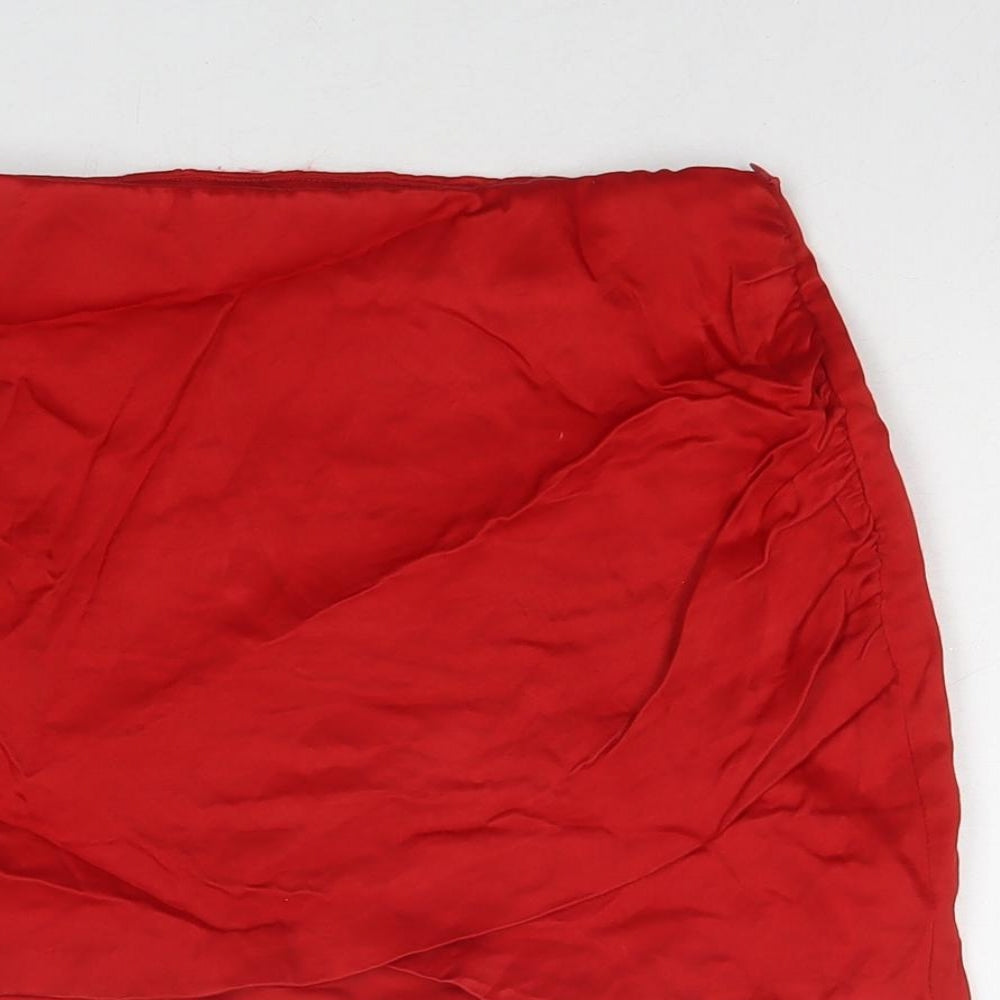 Zara Womens Red Polyester Mini Skirt Size XS Zip