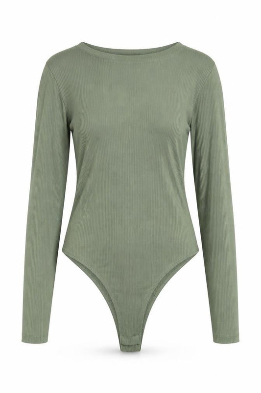 New Look Womens Green Cotton Bodysuit One-Piece Size 12 Snap