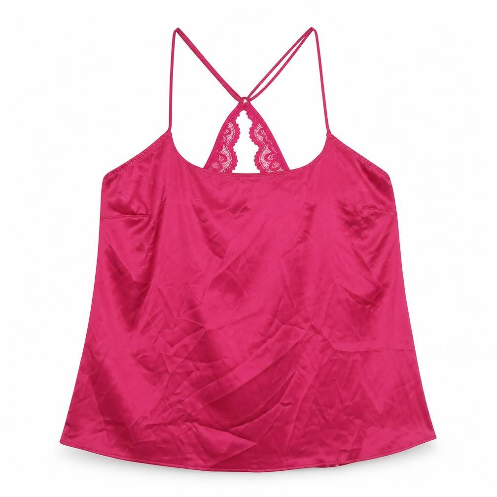 Marks & Spencer Womens Pink Solid Polyester Cami Pyjama Top Size M